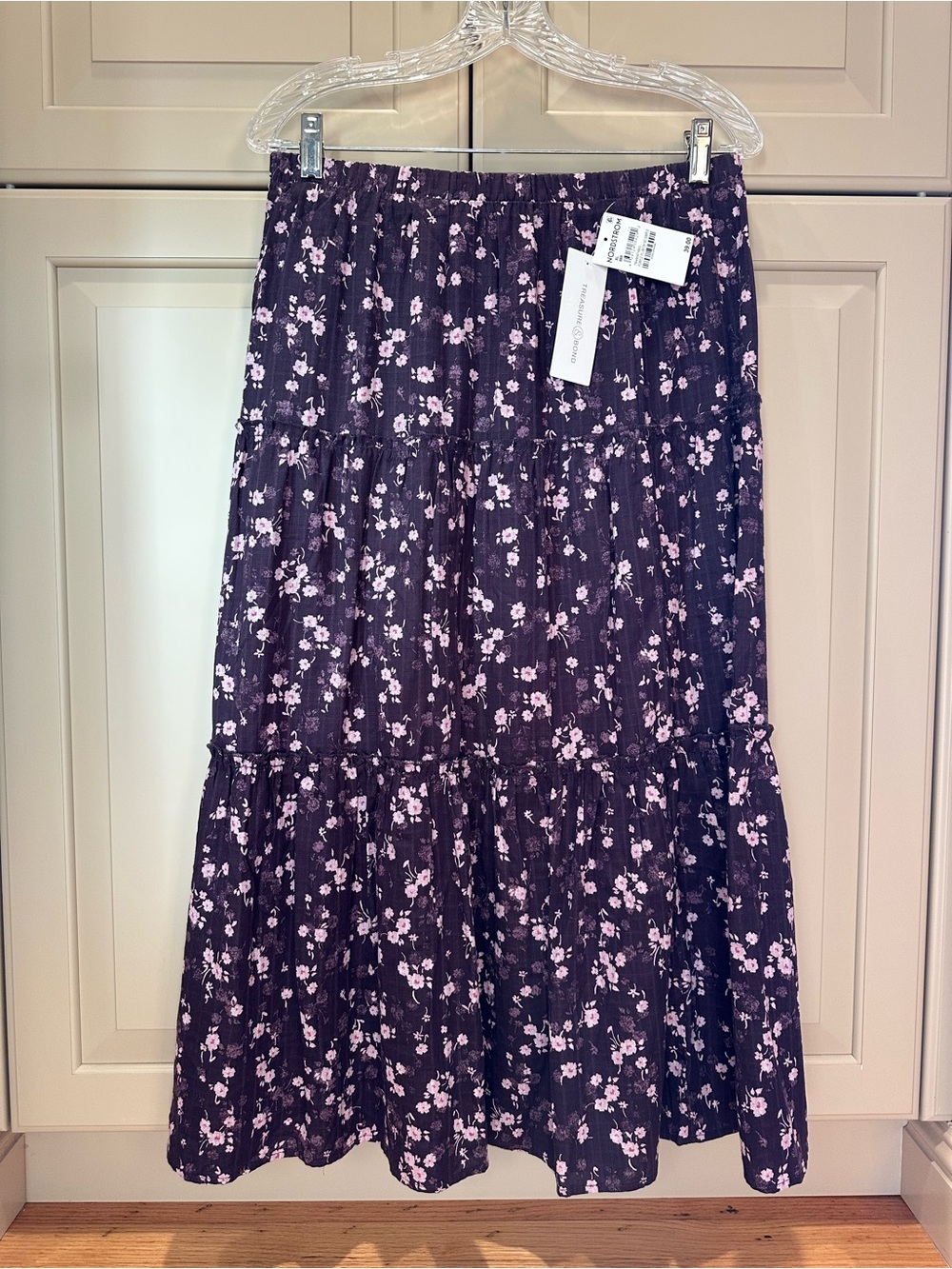 NWT - Treasure & Bond Maxi Skirt with Light Pink Floral Print
